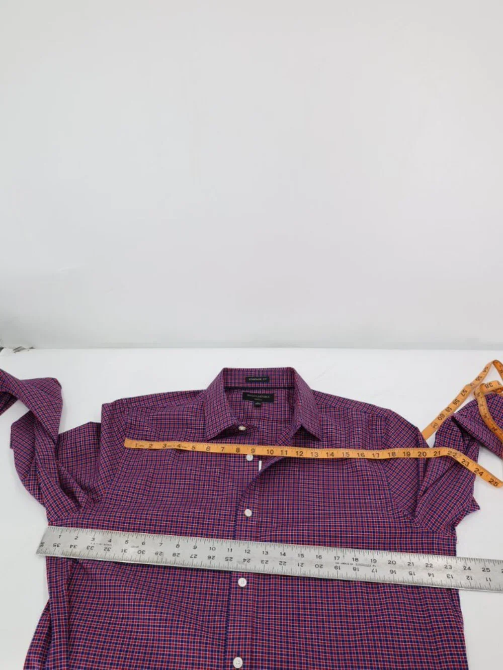 NWT Banana Republic Shirt Men Large Button Up Plaid Standard Fit Non Iron Cotton